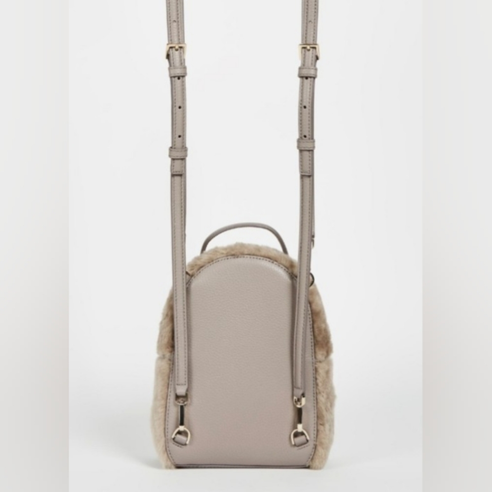 Kate Spade Finer Things Merry Mini Leather Shearling Backpack Crossbody Bag - Picture 8 of 11